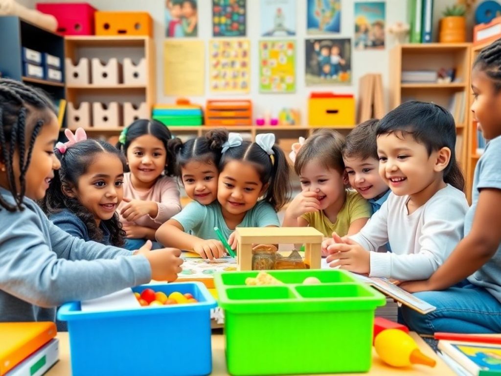 Copii în clasă, implicati în activități educaționale diverse.