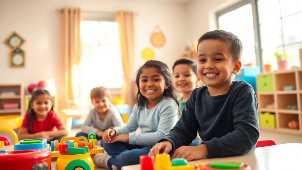 Copii fericiți învățând în clasă